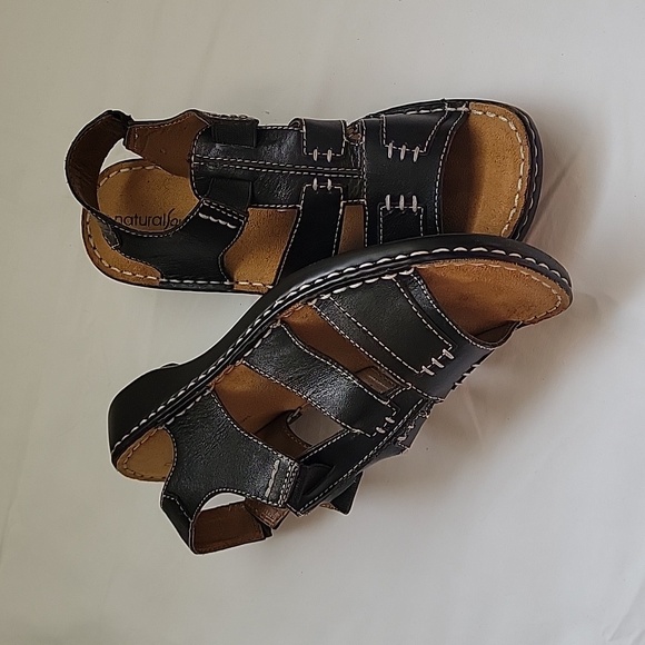 NATURALIZER Natural Soul. Sandal Black Leather. Size 6.5 - Picture 3 of 17